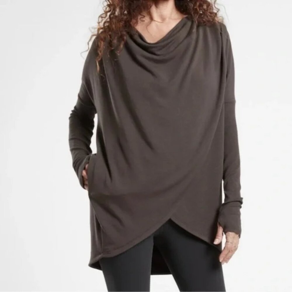 Athleta Purana Wrap Hooded Sweatshirt in Walnut Brown - Size S